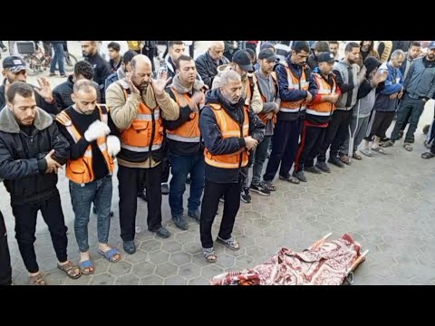 Palestinian rescuers mourn colleague killed in strike on central Gaza | AFP