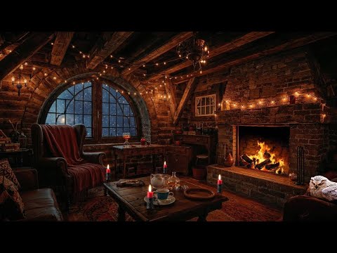 Professor Flitwick's Cozy Attic | Blizzard and Fireplace Sounds for Study, Relax and Work