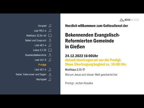 Matthäus 3,13-17 | Warum Jesus sich dieser Welt geschenkt hat | Gottesdienst der BERG Gießen