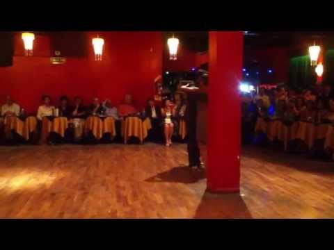  Andres Laza Moreno  and  Luciana Arregui  are  dancing  to  a  milonga