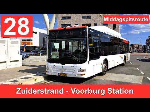HTM lijn 28: Den Haag Zuiderstrand - Station Voorburg | Middagspitsroute | HTM 1104 | 2025