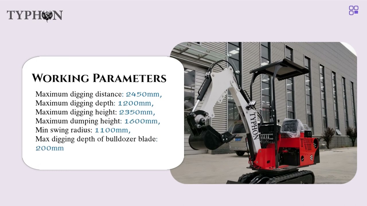 TYPHON TERROR VIII- Crawler Excavator for Construction Works, TYPHON Mini Excavator, Suitable for Farms, Roads, Parks