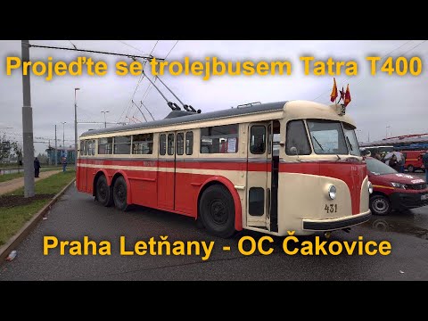Projeďte se trolejbusem Tatra T400 v Praze, Letňany - OC Čakovice a zpět | 4K HDR