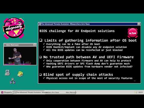Alex Matrosov - The Advanced Threats Evolution: REsearchers Arm Race - Ekoparty 2019