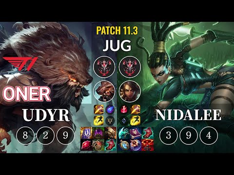 T1 Oner Udyr vs Nidalee Jungle - KR Patch 11.3