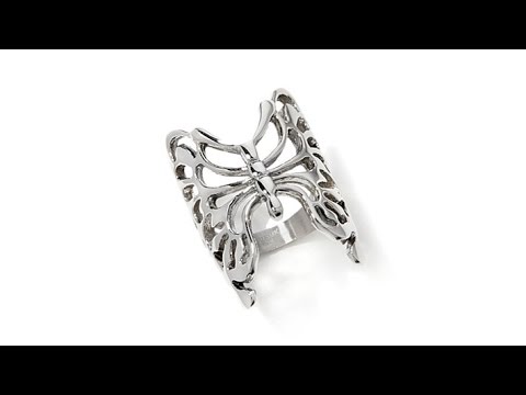 Stately Steel HighPolished "Butterfly" Ring