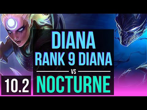 DIANA vs NOCTURNE (MID) | Rank 9 Diana, 1900+ games, Godlike | Korea Grandmaster | v10.2