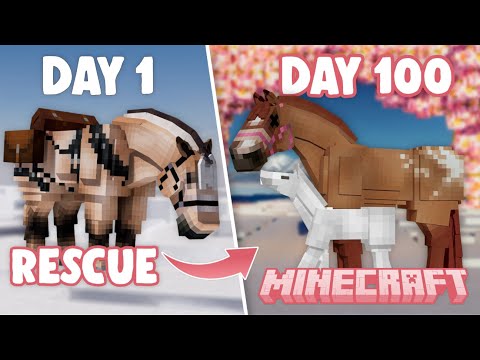 I spent 100 Days Rescuing Horses in a Deadly Minecraft Winter | Pinehaven