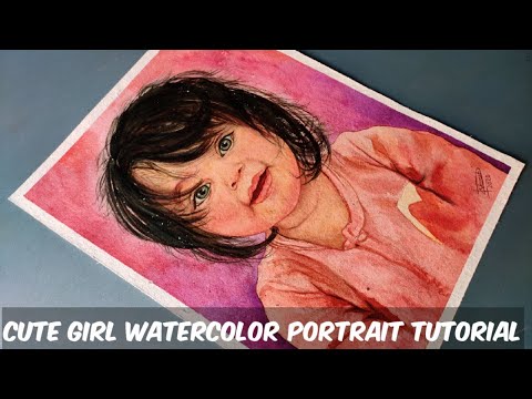 how do draw cute❤️ child Watercolor portrait || watercolor tutorial || time lapse video