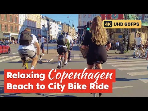 Chilled Beach to City Virtual Bike Ride in Copenhagen 🚴 4K
