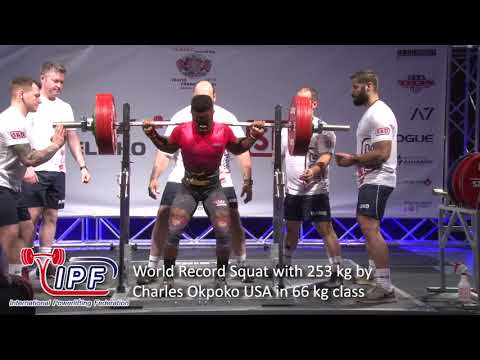 World Record Squat with 253 kg by Charles Okpoko USA in 66 kg class