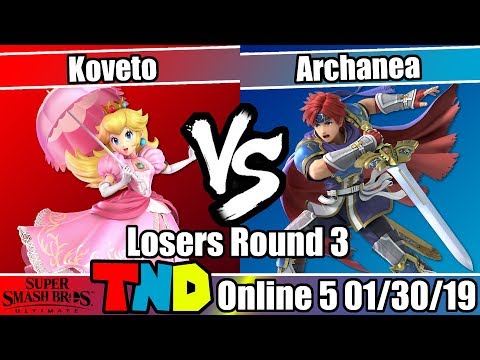 TheNintenDudes Online 5 - Koveto (Peach) vs. Archanea (Roy) - Losers Round 3 Smash Ultimate