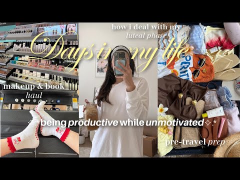 being productive while feeling unmotivated VLOG | travel prep, vacation haul, current reads, packing