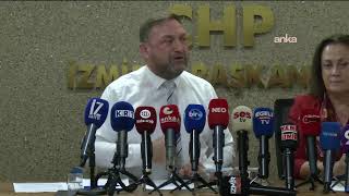 CHP İzmir İl Başkanlığında Utku Gümrükçü ve Nilay Kökkılınç açıklama yapıyor / İ