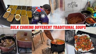 BULK COOKING 4 TRADITIONAL SOUPS FOR MY FAMILY| VEGETABLE SAUCE FOR RICE| OHA SOUP RECIPE.