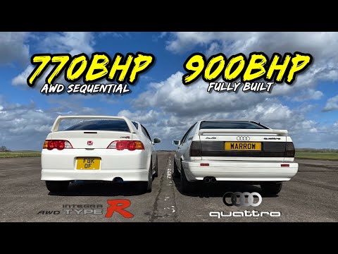 RAW POWER.. 900HP AUDI QUATTRO vs AWD 770HP HONDA INTEGRA