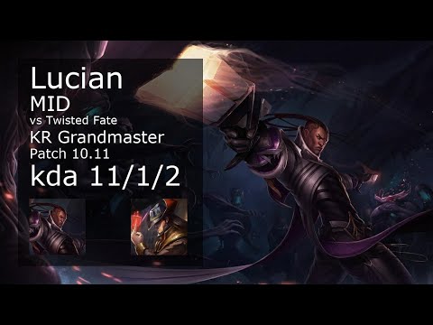 Lucian vs Twisted Fate Mid - KR Grandmaster 11/1/2 Patch 10.11 Gameplay