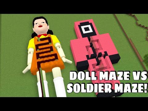 SQUID GAME DOLL MAZE VS SOLDIER MAZE Gameplay in Minecraft - Coffin Meme