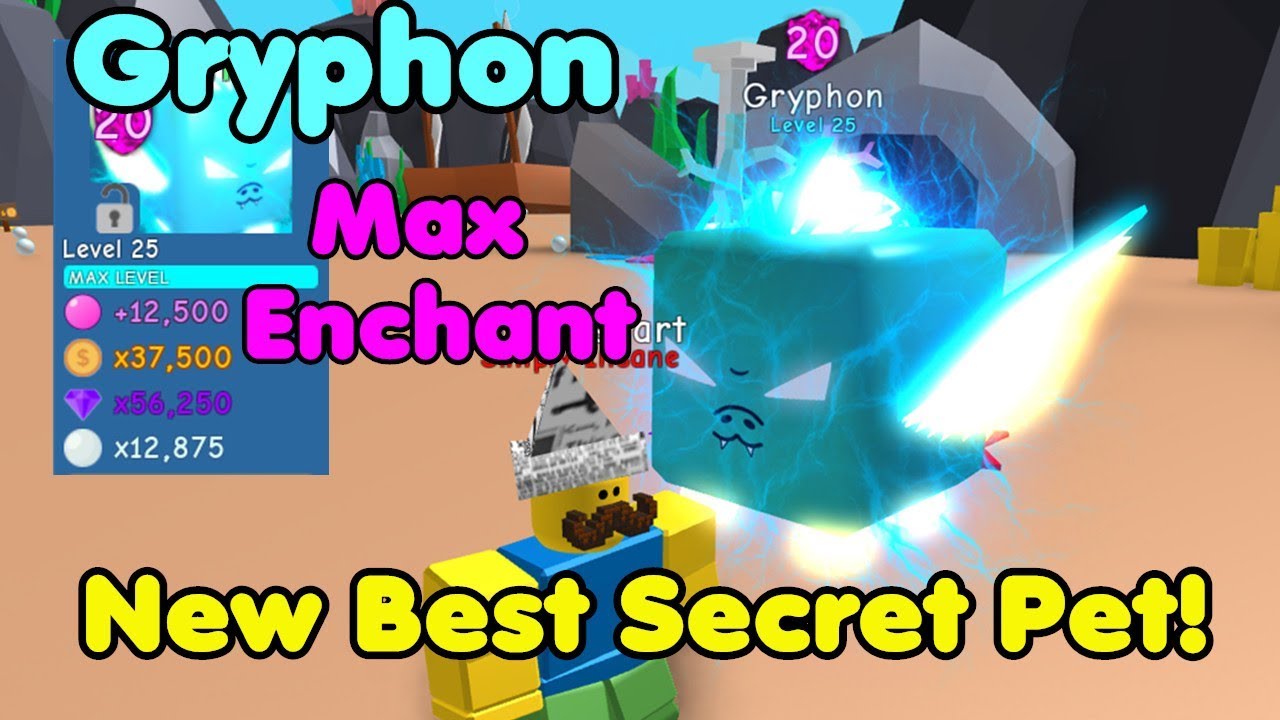 I Got New Secret Pet Gryphon Max Enchant Level New Best Pet - new cerberus pet and secret pet in roblox bubblegum simulator
