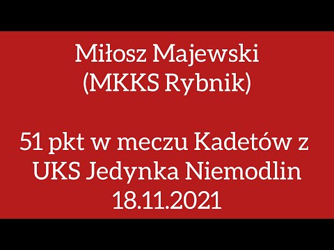 U-15   Miłosz Majewski (MKKS Rybnik) 51 pkt. w meczu z UKS Jedynka Niemodlin   18.11.2021