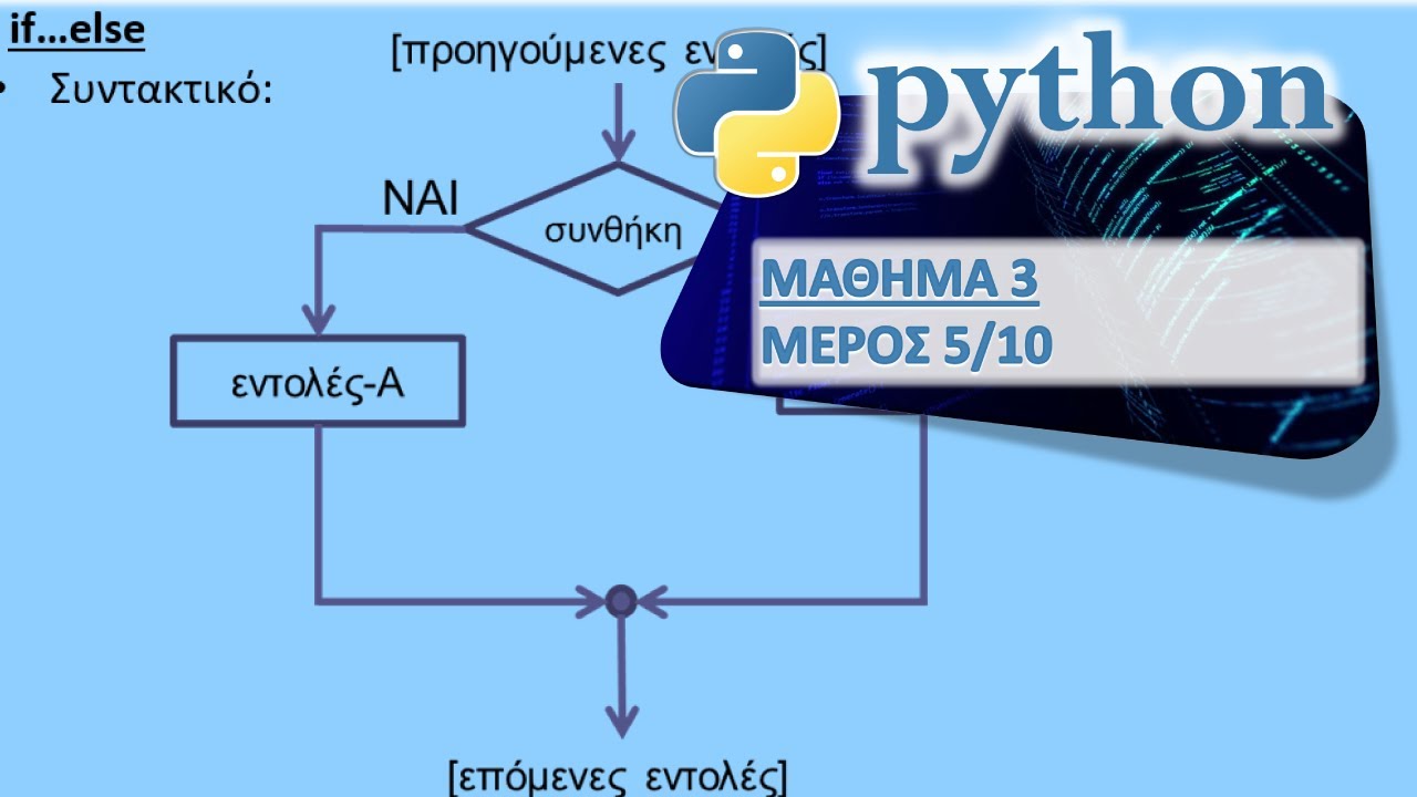 PYTHON - ΜΑΘΗΜΑ 3 - ΔΟΜΗ ΕΛΕΓΧΟΥ (IF) - Μέρος 5 από 10 - if…else