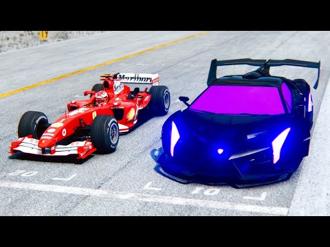 Lamborghini Veneno GTR vs Ferrari F1 2004 at Drag Race 20 KM