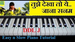 Tujhe Dekha to Ye Jana Sanam Tutorial On Piano With Notes (DDLJ)