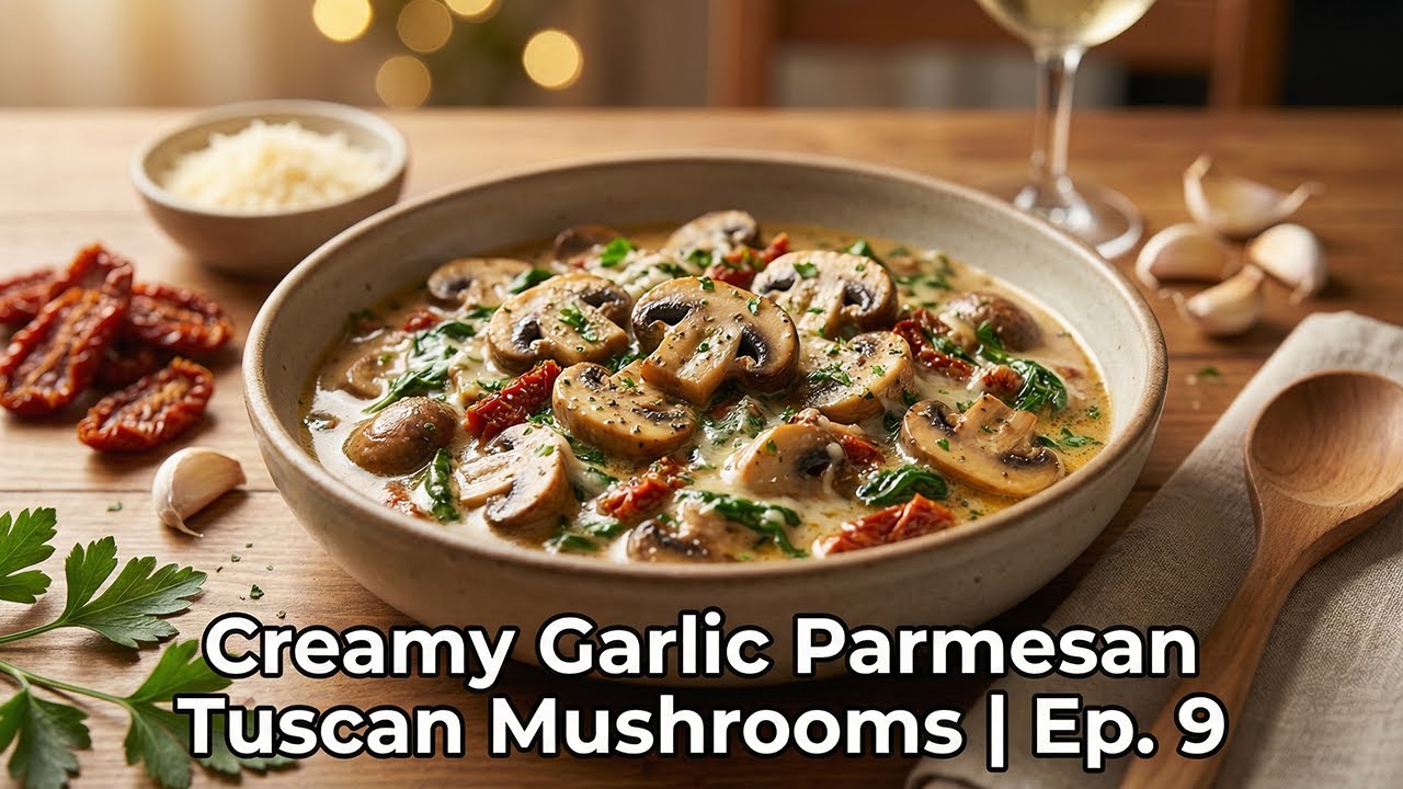 Creamy Garlic Parmesan Tuscan Mushrooms