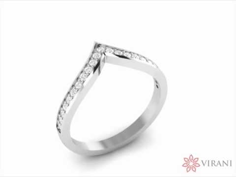Petite Chevron Diamond Ring - 3D - Virani