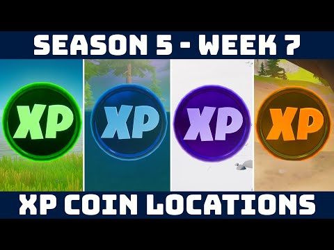 ALL WEEK 7 XP COIN LOCATIONS! Gold, Purple, Blue & Green XP Coins [Fortnite Season 5]