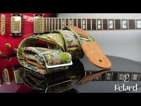 Ремінь для гітари та укулеле Felard, тканина гобелен та натуральна шкіра, перехідник для акустики, відділення для медіаторів - фото 2 - id-p2899602495