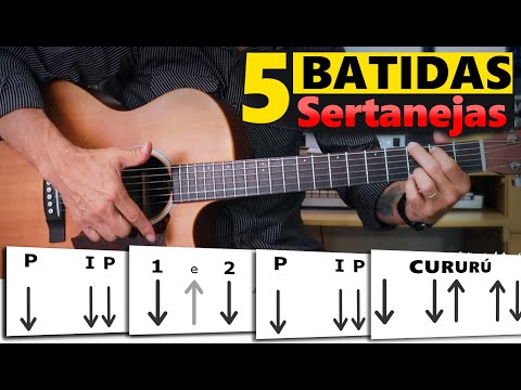 5 BATIDAS SERTANEJAS NO VIOLÃO - As mais importantes - Aprenda com várias musicas de exemplo.
