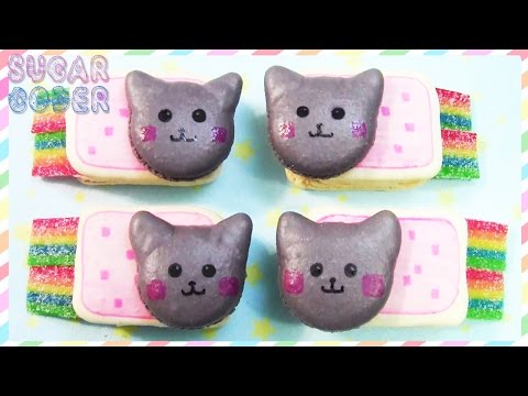 NYAN CAT MACARONS COOKIES, KAWAII DESSERT IDEAS
