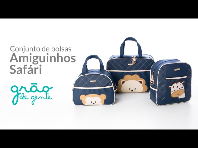 CONJUNTO DE MALA, BOLSA E MOCHILA MATERNIDADE AMIGUINHOS SAFÁRI | GRÃO DE GENTE