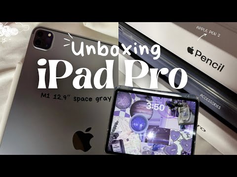 ipad pro 12.9” m1 (space gray) asmr unboxing📦in 2024🪻apple pencil 2 + accessories👾+ customize w me✍️