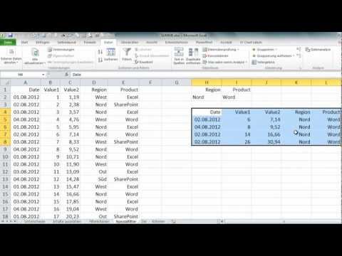 Excel - Special Filter (2) - Filter result in another worksheet