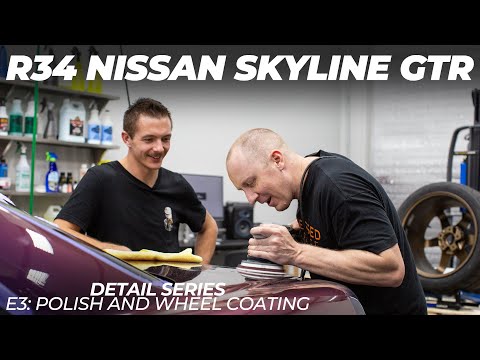 LZ R34 Nissan Skyline GTR Midnight Purple III Vspec Detail Series E3: Polish and Wheel Coating