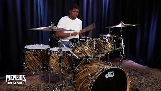 Video thumbnail for DW Collector's Series Exotic Natural Twisted Royal Ebony Drum Set 22/10/12/14/16 by Memphis Drum Shop