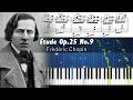 Chopin - Etude Op. 25 No. 9 "Butterfly" - Piano Tutorial with Sheet Music