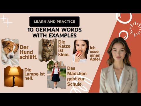 Learn 10 German words | Fun quiz followed by sentences with images for practice #a1german #deutsch