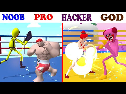 NOOB vs PRO vs HACKER vs GOD in Monster Run 3D vs Body Boxing Race 3D Game - Which game do you like?
