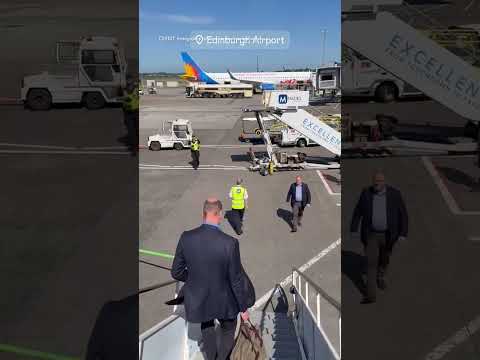 Prince William Exits Airplane In RARE Video | HELLO!