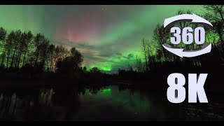 360 8K Timelapse of the Aurora Borealis on the Susitna River.