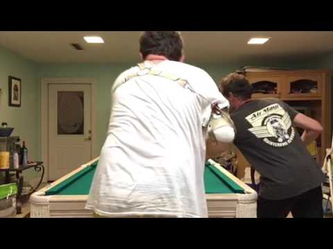 Quad amputee playing 8 ball