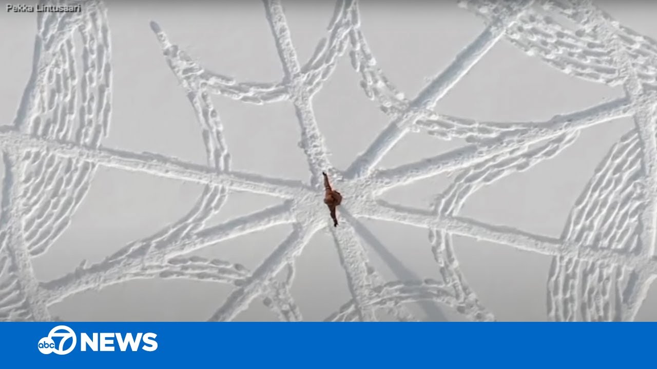 Giant snowflake display created on golf course in Finland