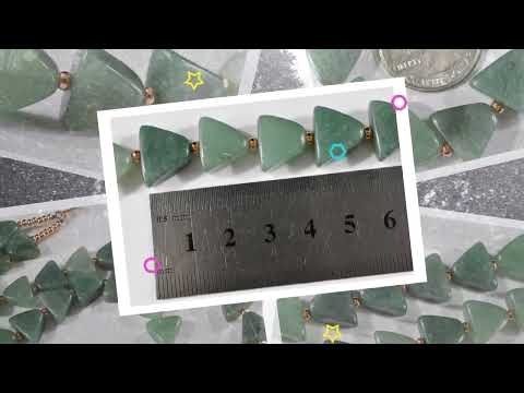 20" Solid Copper & Genuine Deep Green Aventurine Thick Triangle Beaded Necklace