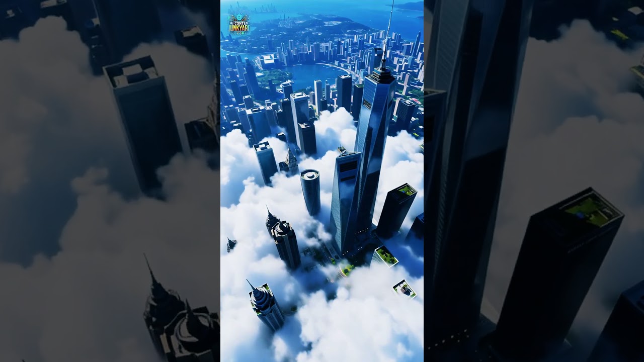 Epic Futuristic City Above the Clouds | Unreal Drone View of Skyscrapers | Cinematic 4K