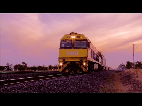 Long Freight Train at Sunset heads towards Melbourne - PoathTV Australian Trains & Railroads