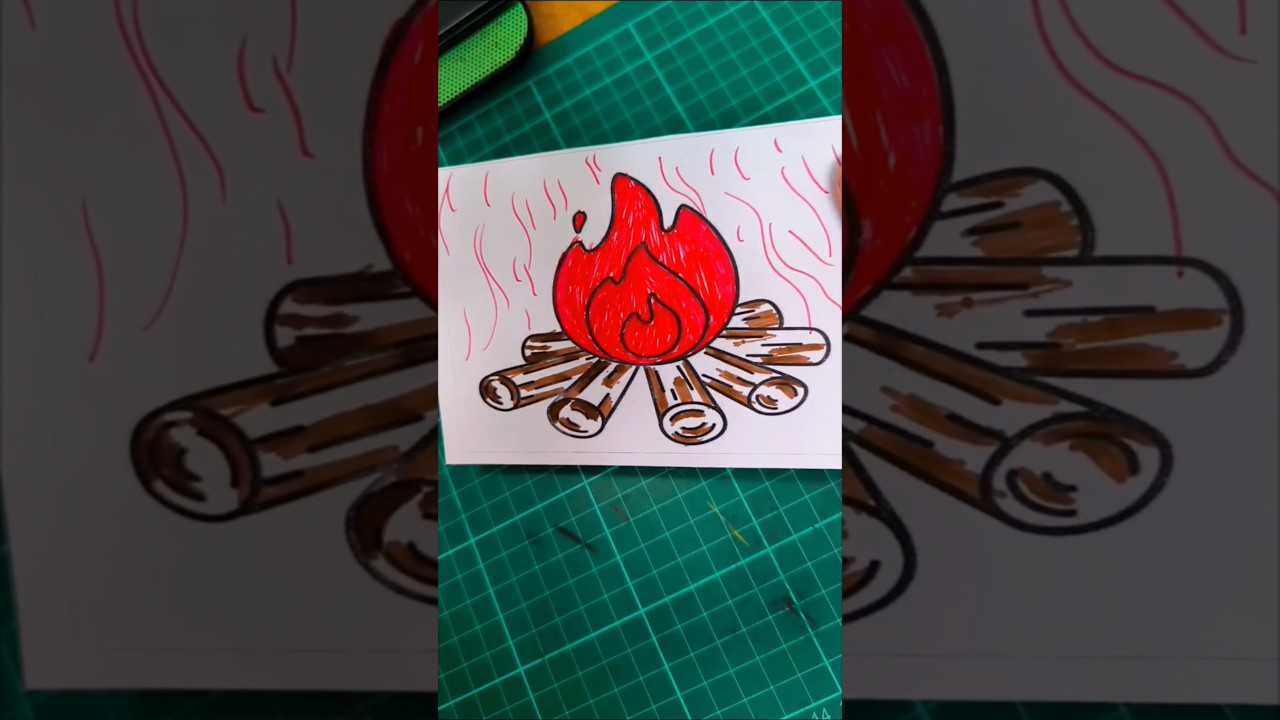 Bonfire #art #drawing #painting #shorts #cartoon #coloring #satisfying #bonfire #fire #viralvideos