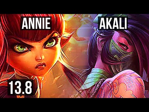 ANNIE vs AKALI (MID) | 800+ games, 6/2/6 | KR Grandmaster | 13.8